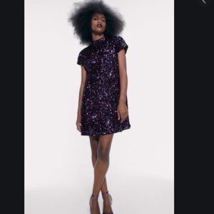 Zara Purple Sequin Mini Dress
